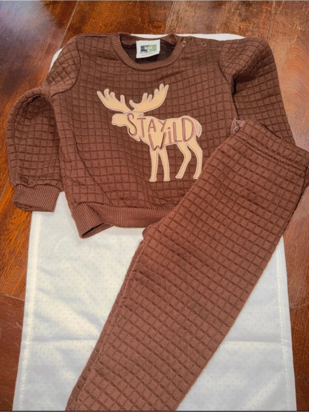 Kids Brown Stay Wild Moose Pajama Set - Unbranded